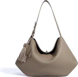 Generic Compatible For Grain Leather Spacious Tote Bag Underarm Single Shoulder Crossbody Women Shopping Hobo Handbag(Grey)