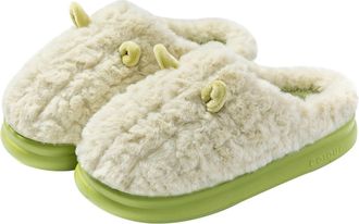 Generic Stomp Feeling Cotton Slippers Autumn And Winter Indoor Home Thick Bottom Warm Plush Slippers(Lightgreen,8-8.5)
