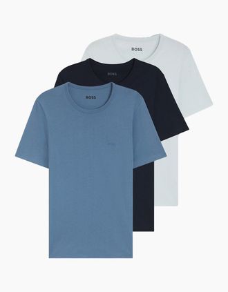HUGO BOSS Mens Boss Black 3 PACK T-SHIRT MULTI BLUE - Size: 38