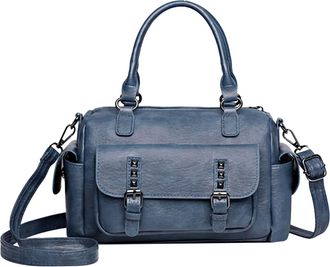 Generic Shoulder Bag PU Leather Tote Bag Designer Top Handle Purse for Women (Blue)