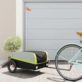 vidaXL Remolque Para Bicicleta Hierro Negro Y Verde 30 Kg Vidaxl