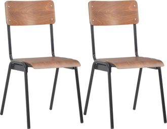 vidaXL Vidaxl - Sillas De Comedor 2 Uds Madera Contrachapada Y Acero Marr&oacute;n