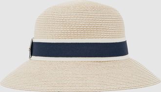 Reiss Natural Ribbon-trim Straw Hat, M & L