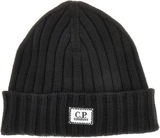 C.P. Company Knitted beanie hat with logo patch Man One Size