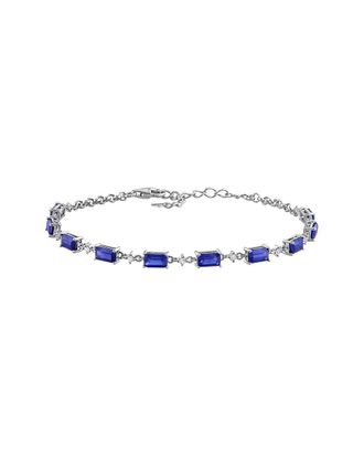 Rina Limor Silver 3.32 ct. tw. Lab-Grown Created Blue Sapphire 33, Created White Sapphire Station Bracelet
