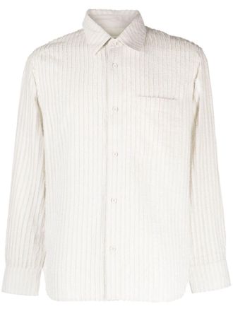 Craig Green stripe-embroidered cotton shirt - White