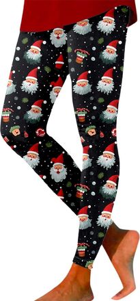Generic Christmas Leggings for Women UK Funny Xmas Tree Reindeer Wine Glass Snowflake Printed Trendy Holiday Yoga Pants Skinny High Waist Sports Tights Ladies