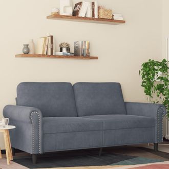 vidaXL Sof&aacute; De 2 Plazas De Terciopelo Gris Oscuro 140 Cm Vidaxl