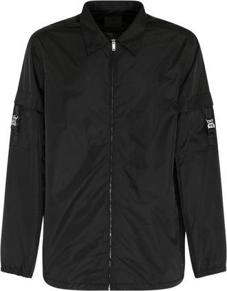 Givenchy Zwart Nylon Logo Clip Jas - Heren - Casual Overhemden - Zwart - L - Nylon - Overhemden