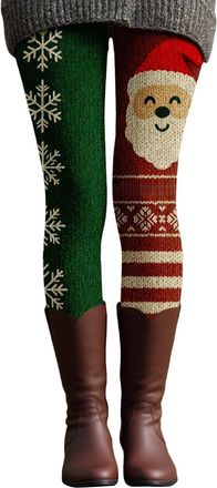 Generic Christmas Leggings for Women High Waisted Workout Athletic Candy Cane Leggings Elastic Waist Soft Comfy Pajama Santa Claus Printed Xmas Pants Festive 