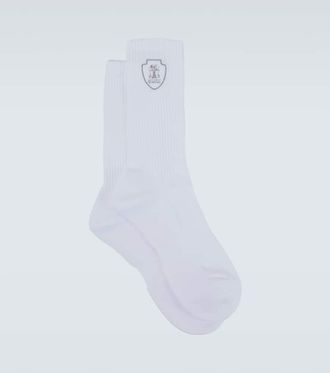 Brunello Cucinelli Logo ribbed-knit cotton-blend socks