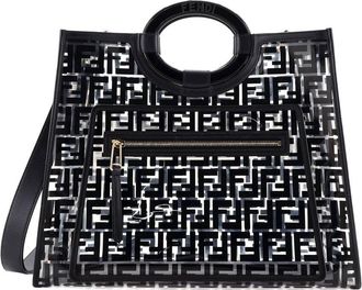 Fendi Fendi Black Zucca Pu Runaway Shopper Tote Medium (Authentic Pre-Loved)