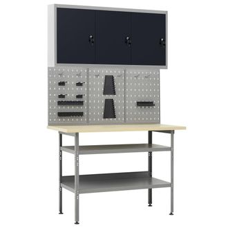 vidaXL Vidaxl - Banco De Trabajo Con Tres Paneles De Pared Y Un Armario