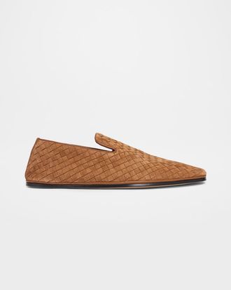 Bottega Veneta Men & apos;s Palazzo Intrecciato Suede Loafers