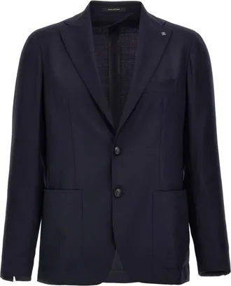 Tagliatore Navy Blue Notched Lapel Blazer
