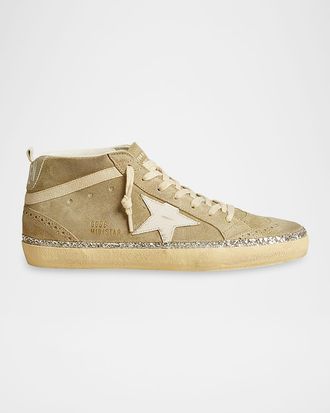 Golden Goose Suede Shimmer Mid-Top Sneakers