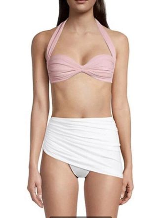 Norma Kamali Bill Bra Swim Top Womens Pink Stretch Halter Neck Swimwear JZZ 6
