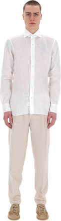 Barba Dandylife Line Solid Linen Tailored Shirt