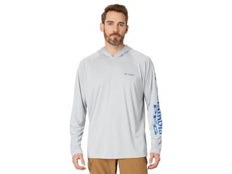 Columbia Terminal Tackletm Hoodie Mens Sweatshirt Cool Grey/Vivid Blue Logo : 2XL, Polyester