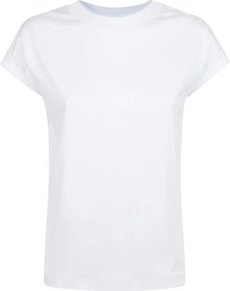 Eleventy Tops, Dames, Wit, S, Katoen, T-shirt Girocollo