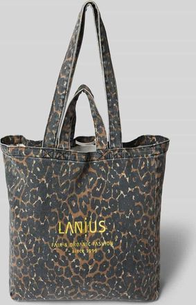 Lanius Lanius Shopper mit Label-Print in Mittelbraun, Größe 1
