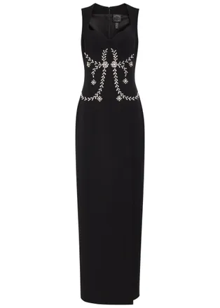 Huishan Zhang Huishan Zhang Izmara Crystal-embellished Crepe Maxi Dress - Black - 16 (UK16 / XL)
