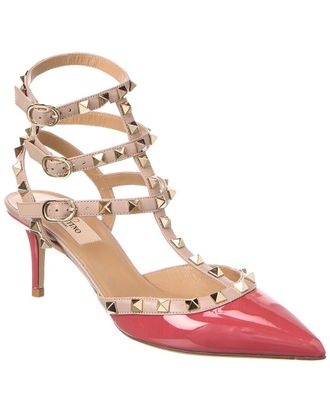 Valentino Rockstud Caged 65 Patent Ankle Strap Pump