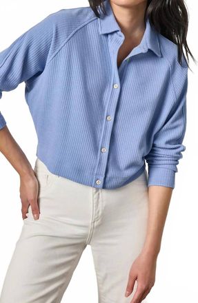 Lilla P Easy Button Down Shirt In Bluebird