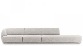 BLOOMINGLOFT 4-Sitzer Designsofa Miley mit Ottomane- Chenille Hellgrau
