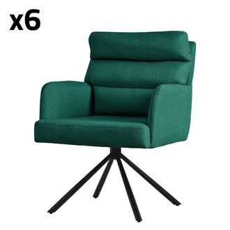 ML Design Sillas de comedor giratorias, set de 6, verde oscuro, de poli&eacute;ster