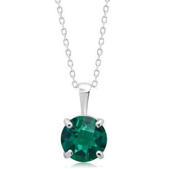 MAX + STONE 14k Yellow or White Gold 8mm Gemstone Round Pendant Necklace with 18 Inch Chain