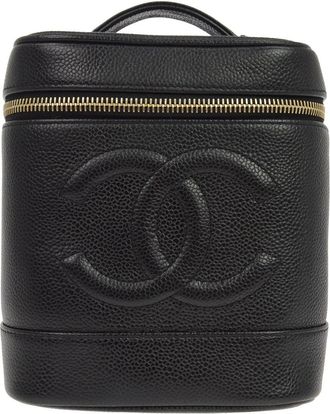 Chanel Vintage Timeless Cosmetic Case Caviar Black Leather Handbag (Pre-Owned)