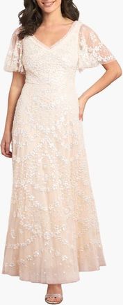 Needle & Thread Isobel Sequin Ankle Gown in Cream at Nordstrom, Size 10