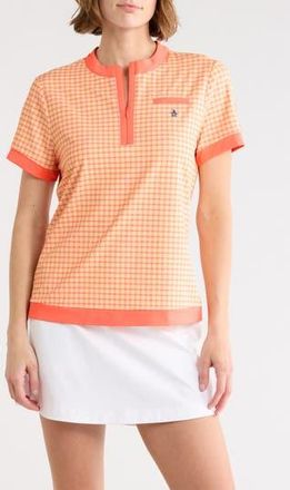 Original Penguin Petes Bow Tie Colorblock Quarter Zip Golf Polo in Coral Quartz at Nordstrom Rack, Size X-Small