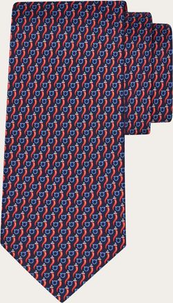 Ferragamo Men Good Luck print silk tie Blue