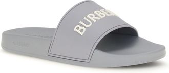 Burberry Mens Logo Slides Marble Grey-Dove Bei Rubber Sandal Grey/dove
