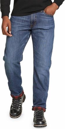 Eddie Bauer H2Low Flex Flannel Lined Straight Leg Jeans In Dark Meridian