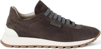 Brunello Cucinelli Bruine Platte Schoenen Veters Rubberen Zool - Dames - Sneakers - Bruin - 38 1/2 EU - Schoenen