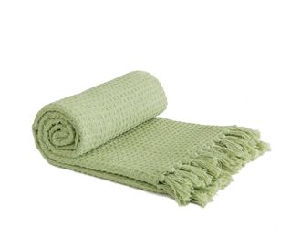TJ Hughes Honeycomb - Recycled Cotton Throw in Pistachio - TJ Hughes