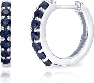 MAX + STONE 10k Yellow or White Gold 12MM Small Natural Gemstone Huggie Hoop Earrings