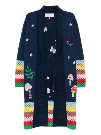 Mira Mikati graphic-embroidered coat - women - RWS Wool/FSC Viscose/Recycled Polyamide/Organic Cotton/Cashmere - S - Blue