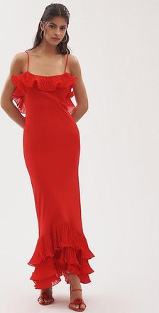 Delfi Delina Ruffled Open-Back Maxi Dress