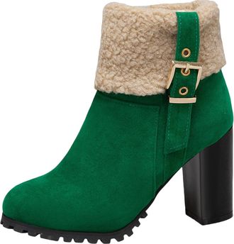 Generic Boots for Women Uk Ankle Warm Boots Soft and Comfortable Can Adapt To The Cold and Harsh Environment Womens Lace Up Boots (Green, 7.5)