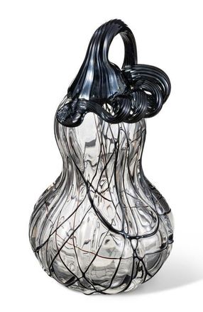 Glitzhome Halloween Abstract Black and White Glass Pumpkin at Nordstrom, Size Medium