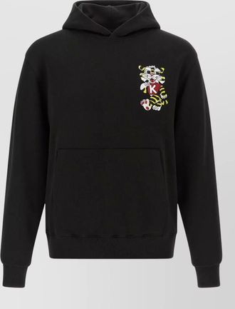 Kenzo tiger embroidery hoodie ribbed cuffs pocket