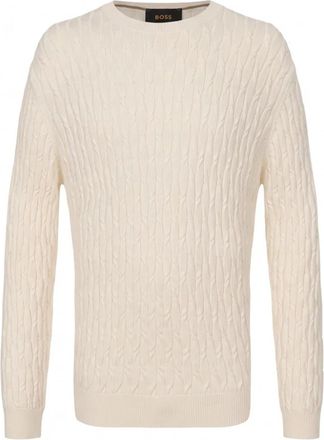 HUGO BOSS Trui met ronde hals - Heren - Ronde hals truien - Beige - 2XL - Truien & Vesten
