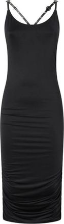 Pinko Cassino Midi Jurk met Gekruiste Rug - Dames - Casual kleedjes - Zwart - M - Kleedjes