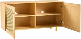 STILVORA Aparador De Almacenaje Con 2 Puertas De Rat&aacute;n Y Estante Interior, En Mdf, Natural, 120 &times; 40 &times; 63 Cm