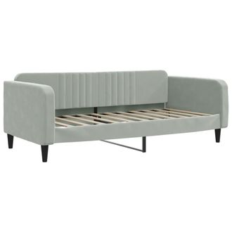 vidaXL Sof&aacute; Cama De Tela Gris Claro 100x190 Cm Vidaxl