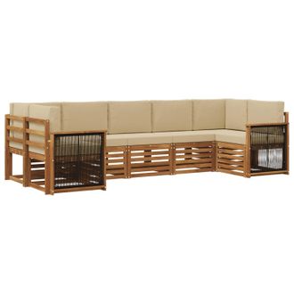 vidaXL Conjunto De Sof&aacute; Seccional Con Coj&iacute;n 6 Pcs Natural Vidaxl